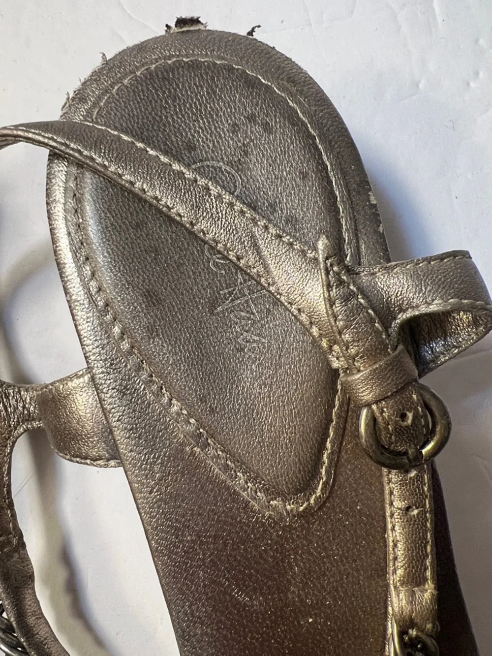 Cole Haan Metallic Bronze Women's Slingback Sandals with Chain Detail